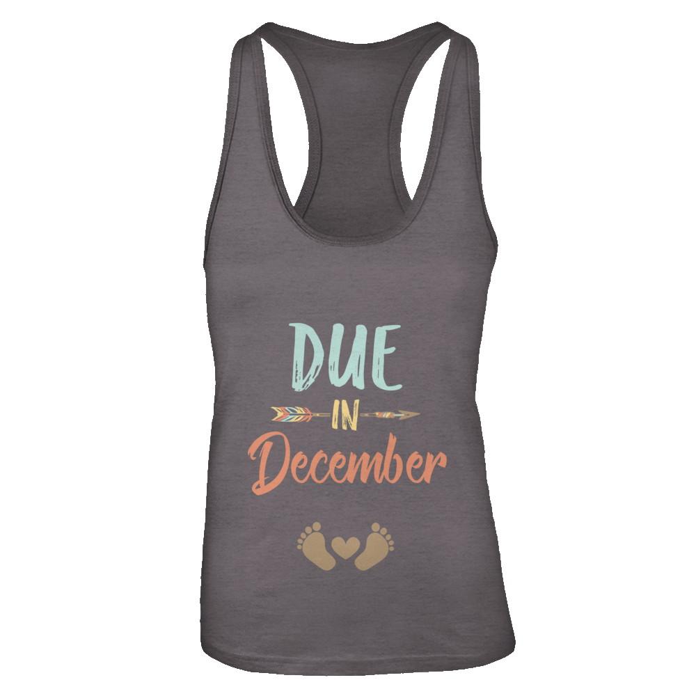 Due Date December 2021 Announcement Mommy Bump Pregnancy-T-Shirt & Tank Top-Women's Ideal Racerback Tank-Dark Grey