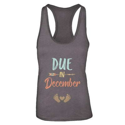 Due Date December 2021 Announcement Mommy Bump Pregnancy-T-Shirt & Tank Top-Women's Ideal Racerback Tank-Dark Grey