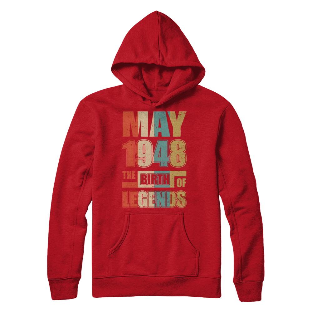 Vintage Retro May 1948 Birth Of Legends 73th Birthday-T-Shirt & Hoodie-Pullover Hoodie-Red