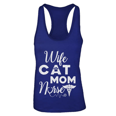 Wife Cat Mom Nurse-T-Shirt & Tank Top-Women's Ideal Racerback Tank-Royal