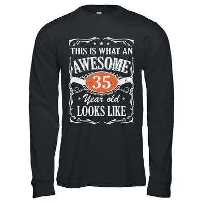 Vintage This Is What An Awesome 35 Year Old 1986 Birthday-T-Shirt & Hoodie-Long Sleeve T-Shirt-Black