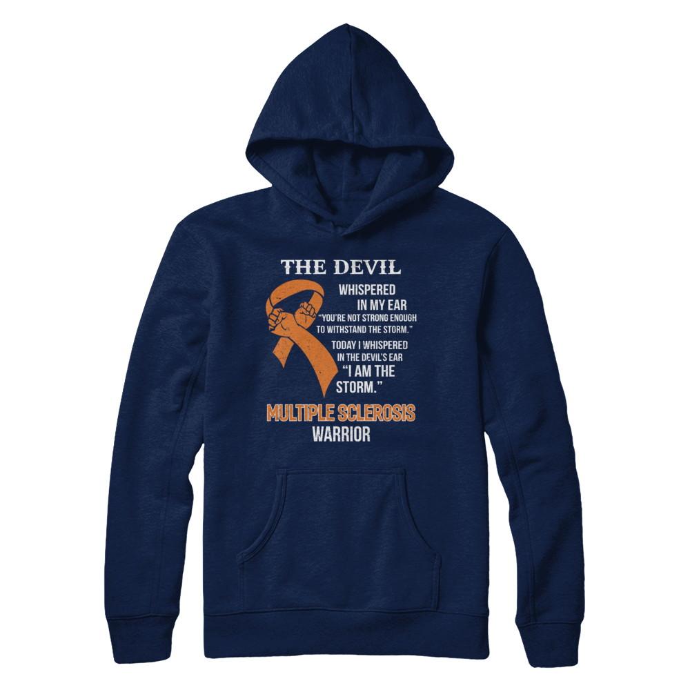 I Am The Storm Support Multiple Sclerosis Awareness Warrior Gift-T-Shirt & Hoodie-Pullover Hoodie-Navy