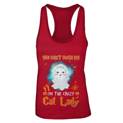 You Don't Scare Me I'm A Crazy Cat Lady Ghost Halloween-T-Shirt & Tank Top-Women's Ideal Racerback Tank-Red