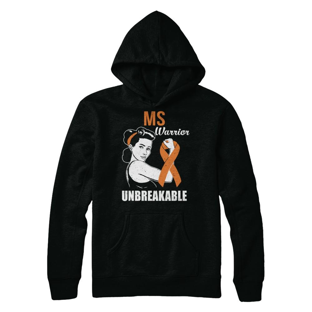 MS Warrior Unbreakable Multiple Sclerosis Awareness-T-Shirt & Hoodie-Pullover Hoodie-Black