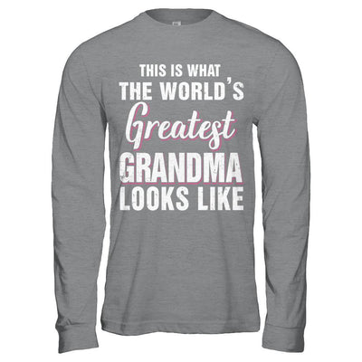What World's Greatest Grandma Looks Like Mothers Day-T-Shirt & Hoodie-Long Sleeve T-Shirt-Sport Grey