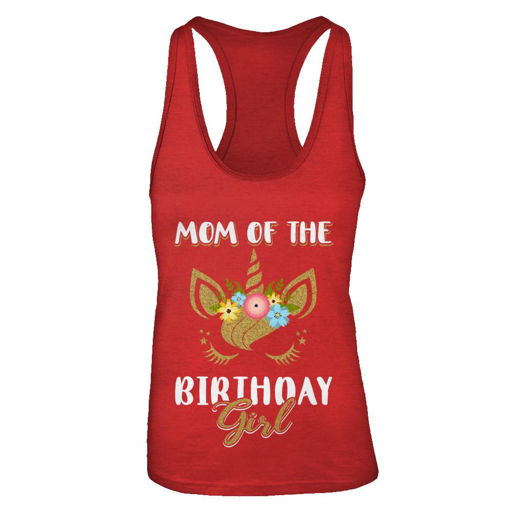 Cute Unicorn Mom Of The Birthday Girl-T-Shirt & Tank Top-Women's Ideal Racerback Tank-Red