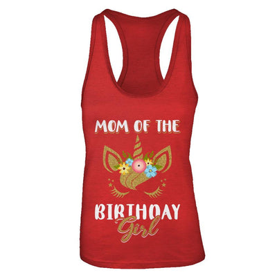 Cute Unicorn Mom Of The Birthday Girl-T-Shirt & Tank Top-Women's Ideal Racerback Tank-Red