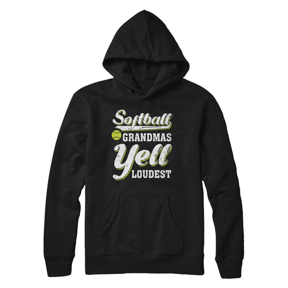 Softball Grandmas Yell Loudest-T-Shirt & Hoodie-Pullover Hoodie-Black