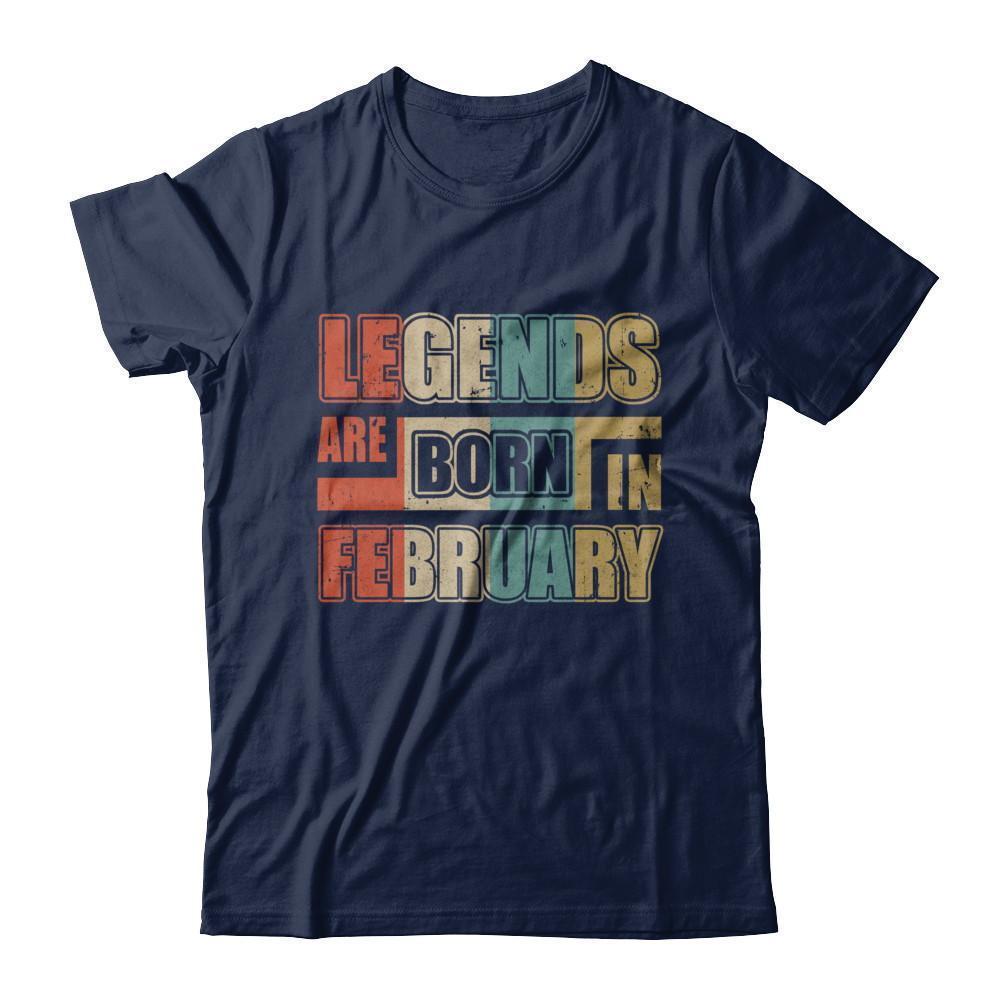 Classic Vintage Legends Are Born In February Birthday-T-Shirt & Hoodie-Classic T-Shirt-Navy