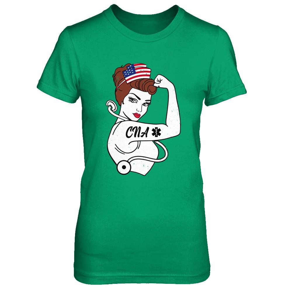 Nursing Strong Woman Cna Strong Nurse 4Th Of July-T-Shirt & Hoodie-Women's T-Shirt-Irish Green