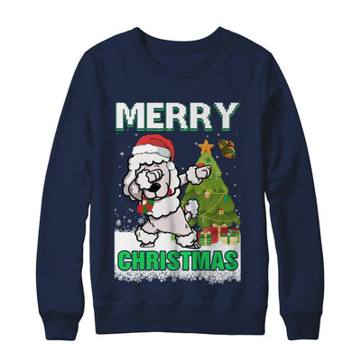 Cute Poodle Claus Merry Christmas Ugly Sweater-T-Shirt & Sweatshirt-Crewneck Sweatshirt-Navy