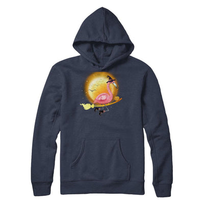Funny Halloween Flamingo Witch Broom Scary-T-Shirt & Hoodie-Pullover Hoodie-Navy