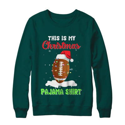 This Is My Christmas Pajama Xmas Football Santa-T-Shirt & Sweatshirt-Crewneck Sweatshirt-Deep Forest