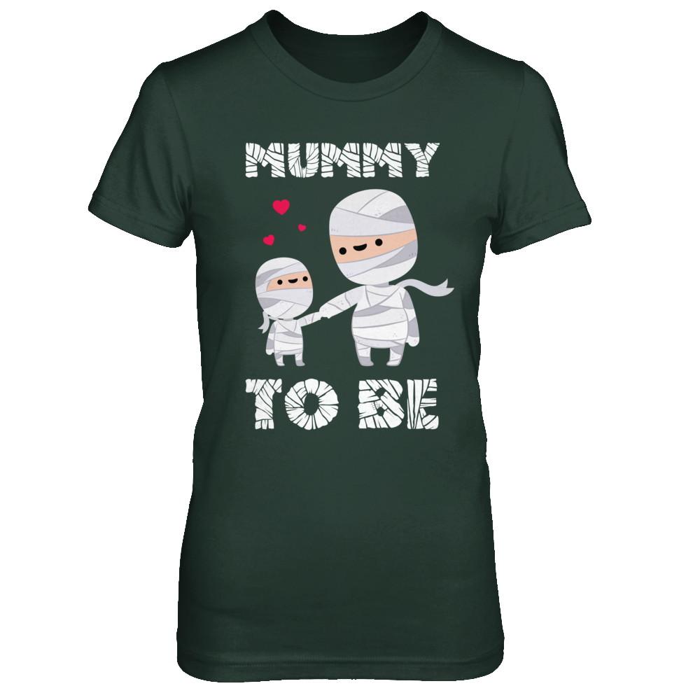 Cute Funny Mummy To Be Pregnant Mom Halloween-T-Shirt & Hoodie-Women's T-Shirt-Forest Green