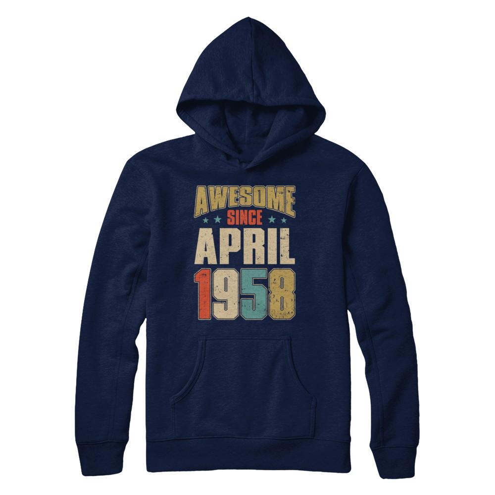 Vintage Retro Awesome Since April 1958 63th Birthday-T-Shirt & Hoodie-Pullover Hoodie-Navy