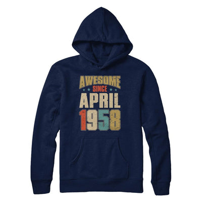Vintage Retro Awesome Since April 1958 63th Birthday-T-Shirt & Hoodie-Pullover Hoodie-Navy