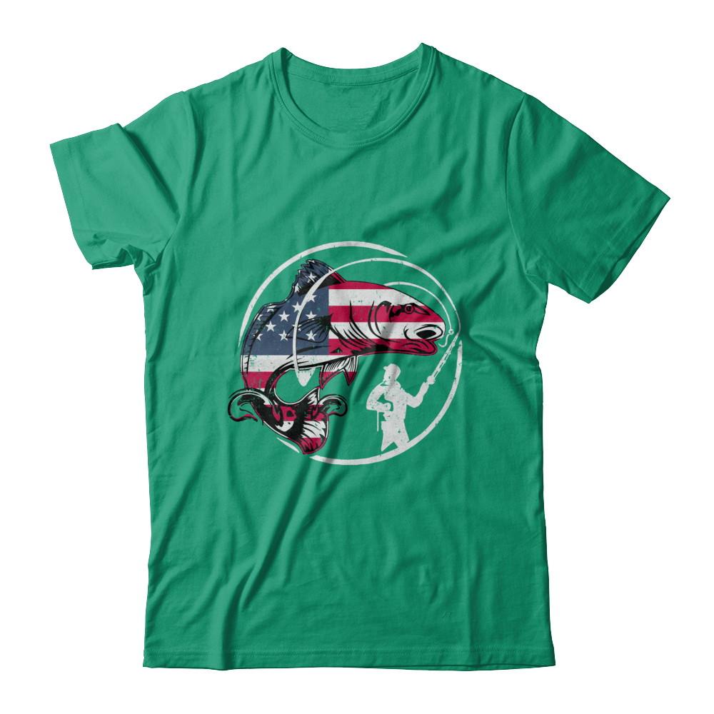 American Flag Fishing Vintage 4Th July Gifts-T-Shirt & Hoodie-Classic T-Shirt-Kelly Green