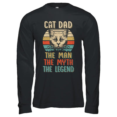 Cat Dad The Man The Myth Legend Fathers Day Gift Daddy-T-Shirt & Hoodie-Long Sleeve T-Shirt-Black