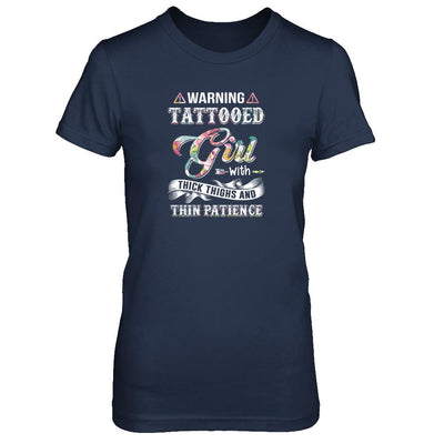 Warning Tattooed Girl With Thick Thighs And Thin Patience-T-Shirt & Tank Top-Women's T-Shirt-Navy