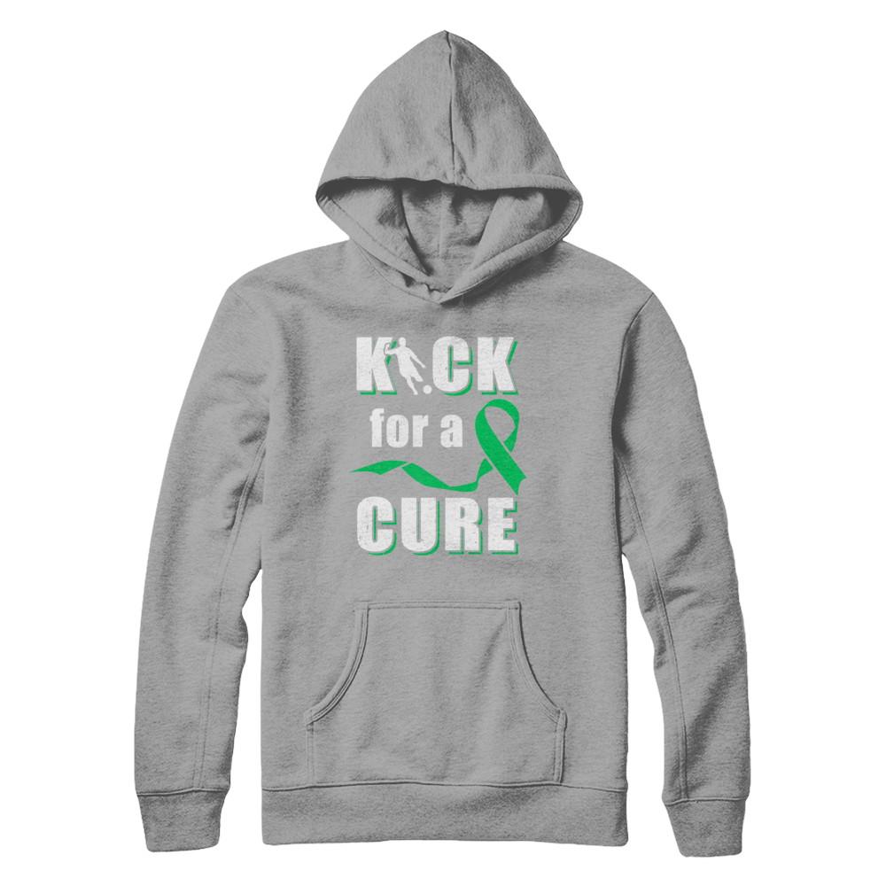 Kick For A Cure Soccer Green Liver Cancer Lymphoma Awareness-T-Shirt & Hoodie-Pullover Hoodie-Light Steel