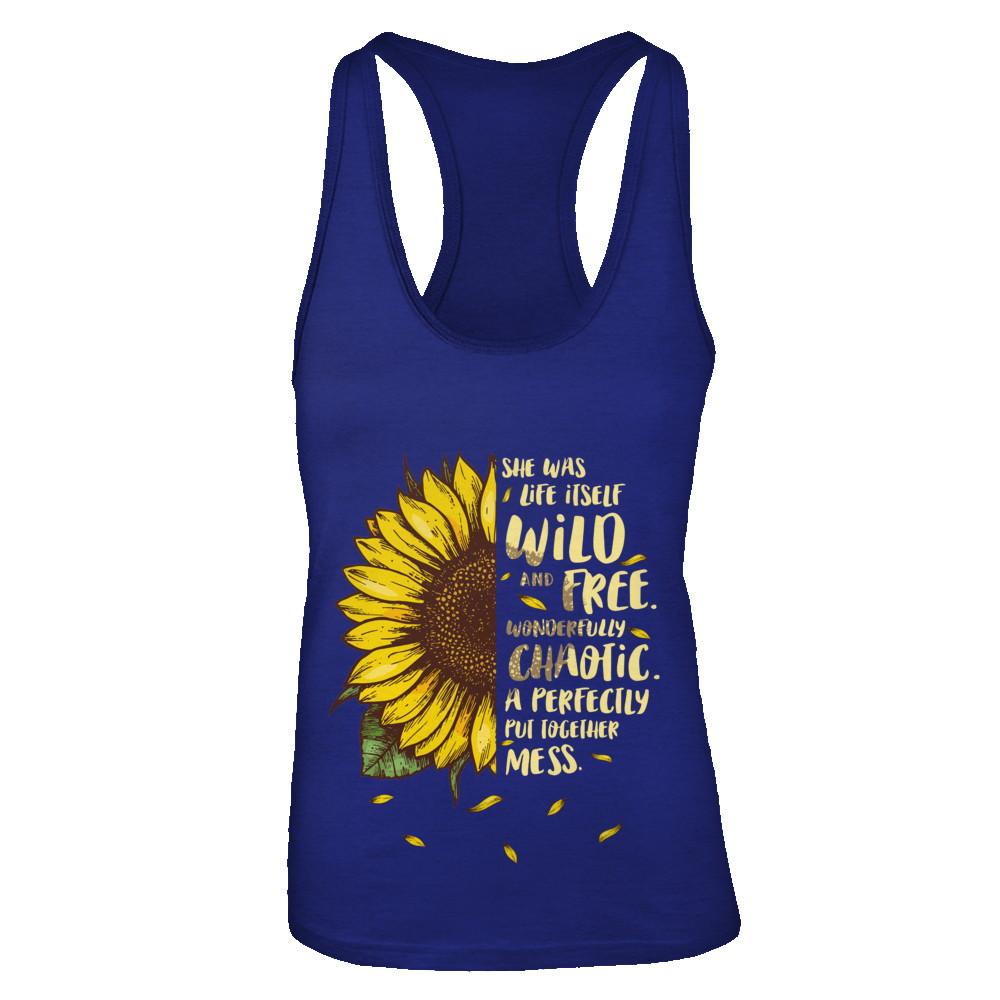 She Was Life Itself Wild And Free Vintage Sunflower-T-Shirt & Tank Top-Women's Ideal Racerback Tank-Royal