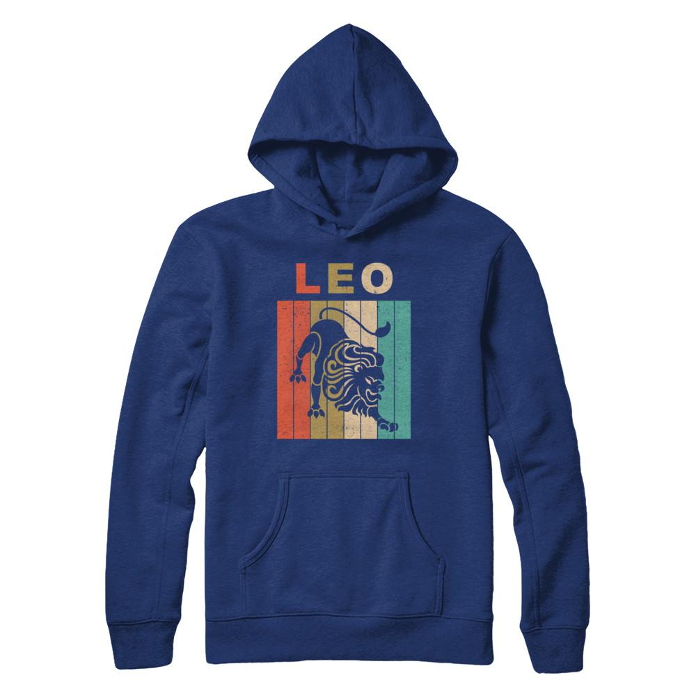 Vintage Leo Zodiac July August Birthday Gift-T-Shirt & Hoodie-Pullover Hoodie-Deep Royal
