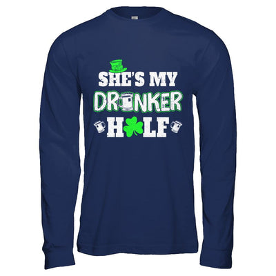 She's My Drunker Half St Patrick's Day Couples-T-Shirt & Hoodie-Long Sleeve T-Shirt-Navy