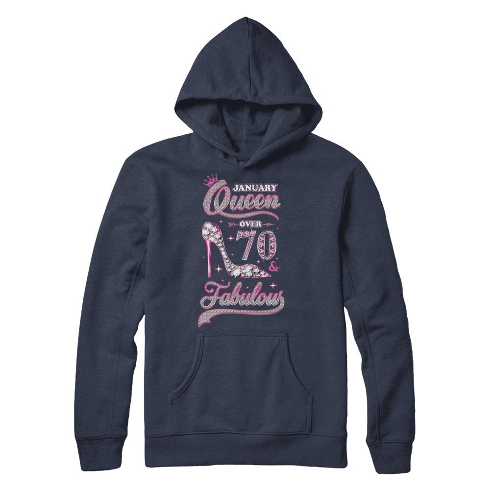 January Queen 70 And Fabulous 1951 70th Years Old Birthday-T-Shirt & Hoodie-Pullover Hoodie-Navy