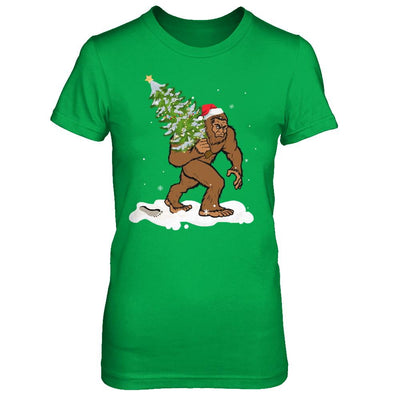 Bigfoot Christmas Tree Boys Men Sasquatch Santa Gift-T-Shirt & Sweatshirt-Women's T-Shirt-Irish Green