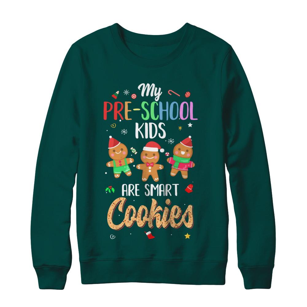 Teacher My Pre-shcool Kids Are Smart Cookies Christmas-T-Shirt & Sweatshirt-Crewneck Sweatshirt-Deep Forest