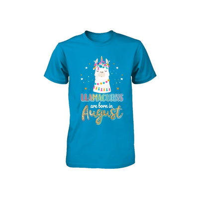 Llama Unicorn Llamacorns Born In August Birthday Gift Youth-Youth Shirt-