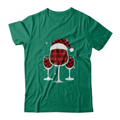Red Plaid Buffalo Wine Santa Hat Christmas-T-Shirt & Sweatshirt-Classic T-Shirt-Kelly Green