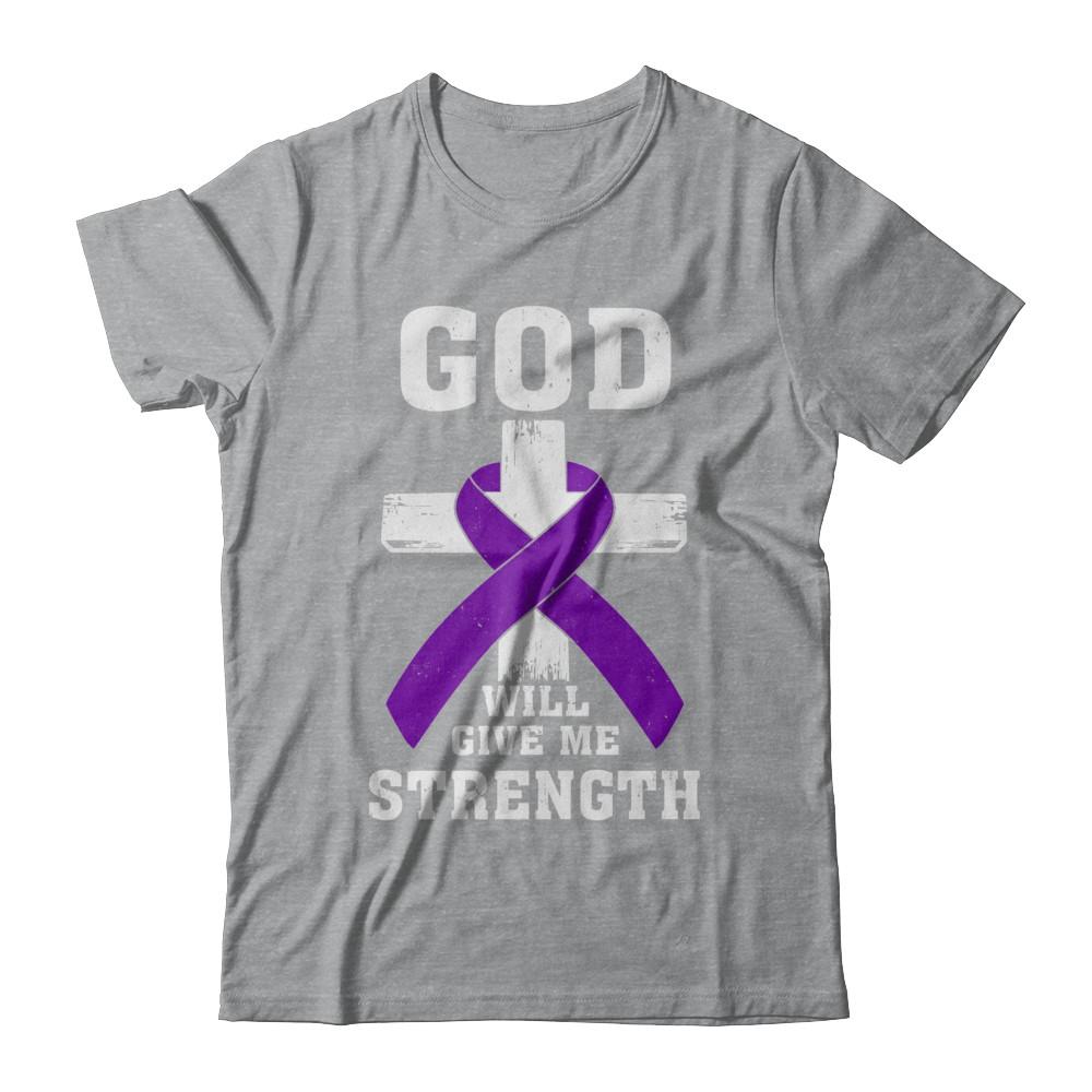 God Will Give Me Strength Purple Violet Awareness Ribbon Gift-T-Shirt & Hoodie-Classic T-Shirt-Sport Grey