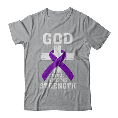 God Will Give Me Strength Purple Violet Awareness Ribbon Gift-T-Shirt & Hoodie-Classic T-Shirt-Sport Grey