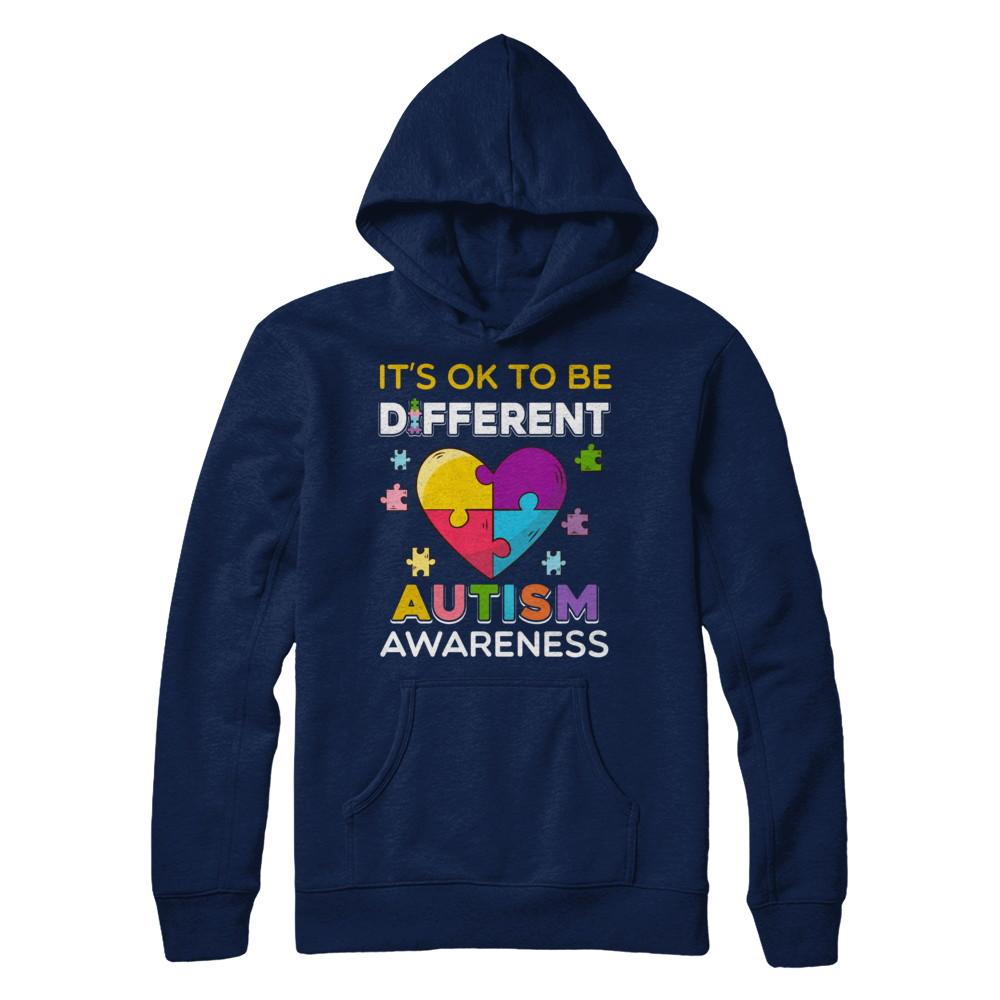 It's Ok To Be Different Autism Awareness Gift 2018-T-Shirt & Hoodie-Pullover Hoodie-Navy