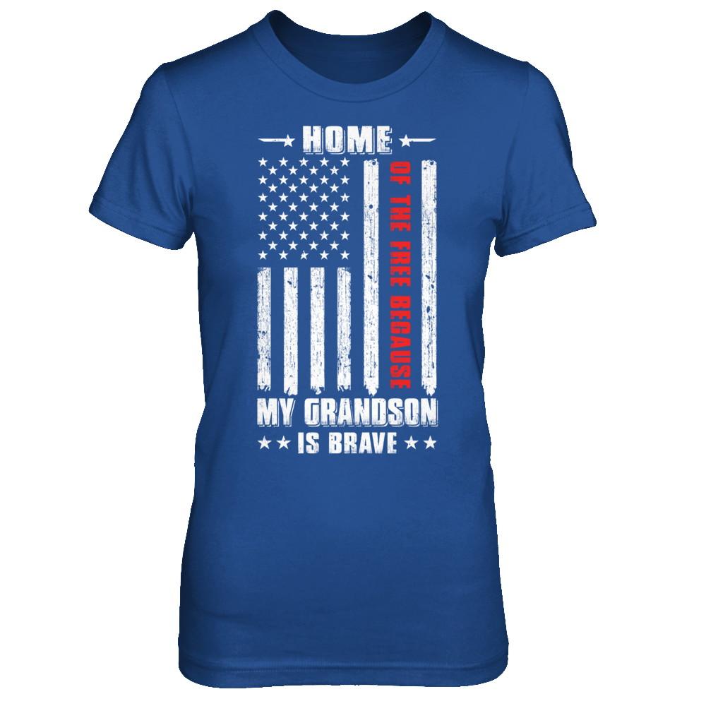 Home Of The Free Because My Grandson Is Brave Papa Grandma-T-Shirt & Hoodie-Women's T-Shirt-Royal