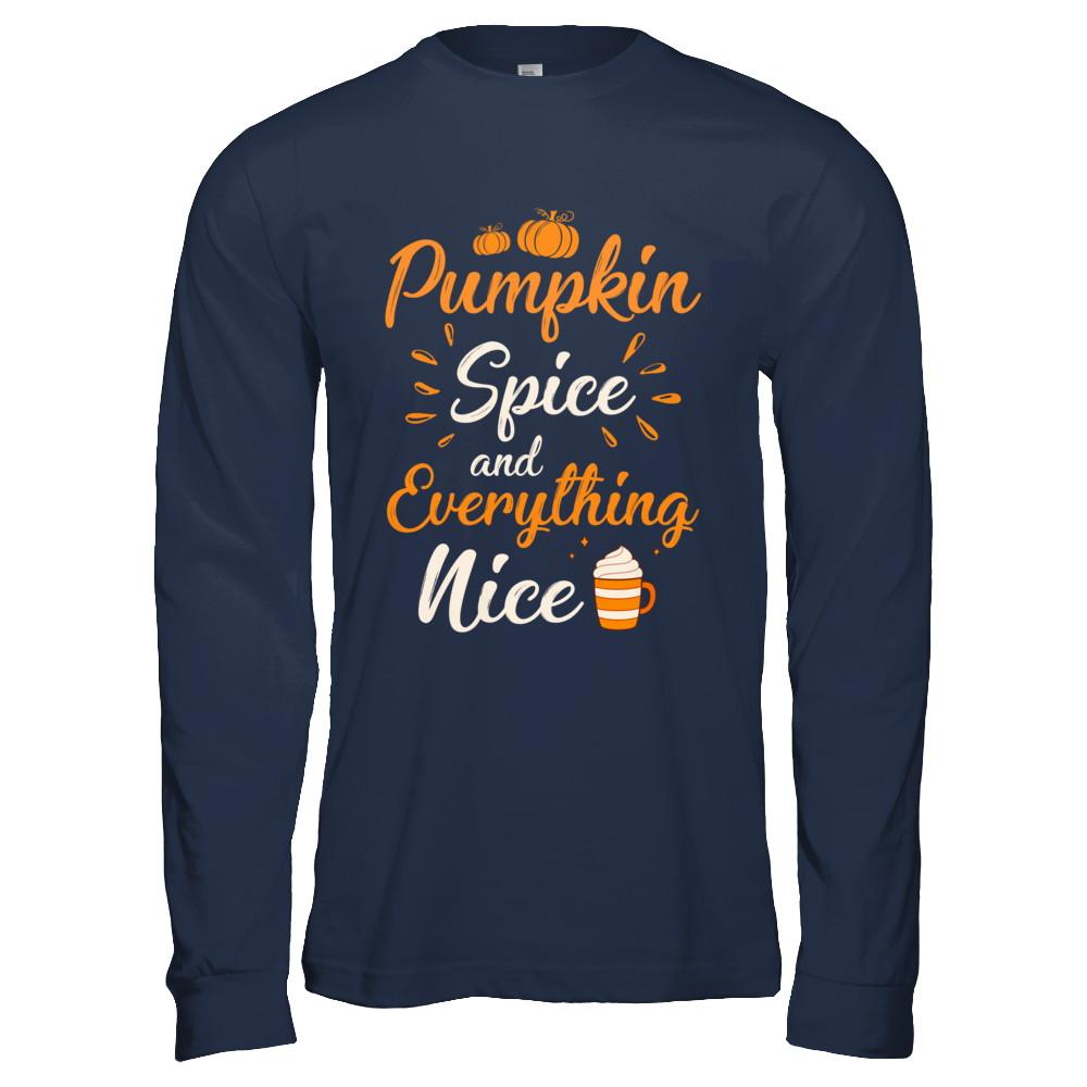 Pumpkin Spice Everything Nice Halloween Costume-T-Shirt & Hoodie-Long Sleeve T-Shirt-Navy