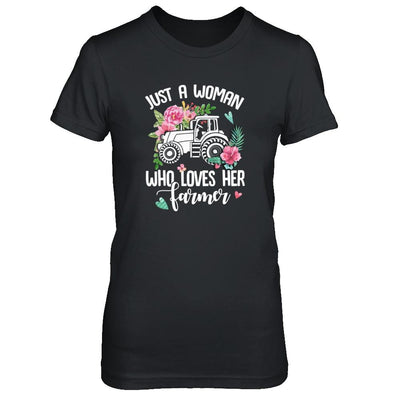 Just A Woman Who Loves Her Farmer-T-Shirt & Tank Top-Women's T-Shirt-Black