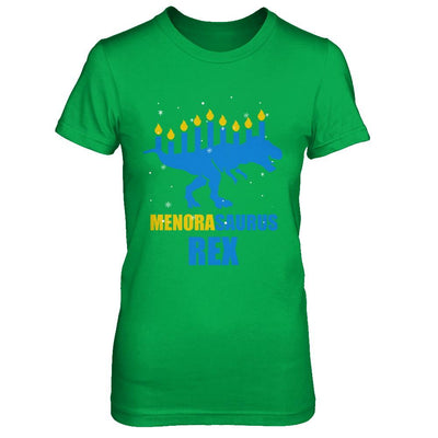 Hanukkah Dinosaur Tyrannosaurus Rex Menorah Menorasaurus-T-Shirt & Sweatshirt-Women's T-Shirt-Irish Green