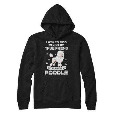 I Asked God For A True Friend So Sent Me Poodle Dog-T-Shirt & Hoodie-Pullover Hoodie-Black