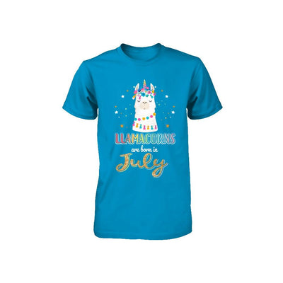 Llama Unicorn Llamacorns Born In July Birthday Gift Youth-Youth Shirt-
