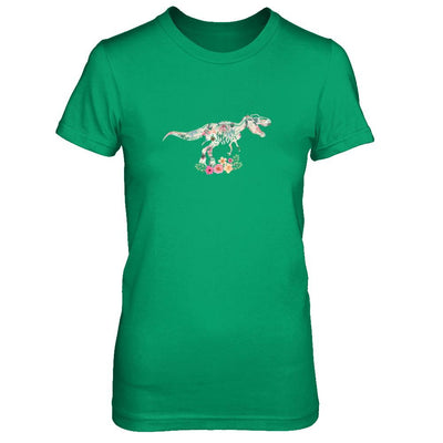 Funny Saurus Dinosaur T-Rex Flower-T-Shirt & Tank Top-Women's T-Shirt-Irish Green