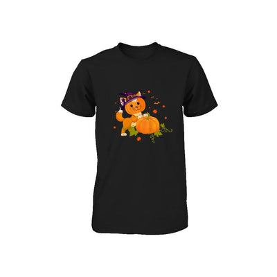 Funny Halloween Cat Pumpkin Costume Youth-Youth Shirt-Toddler T-Shirt-Black