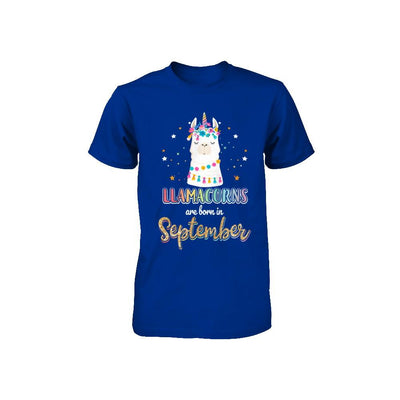 Llama Unicorn Llamacorns Born In September Birthday Gift Youth-Youth Shirt-