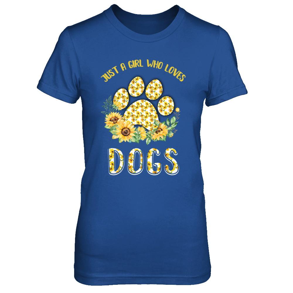 Just A Girl Who Loves Dogs And Sunflowers-T-Shirt & Hoodie-Women's T-Shirt-Royal