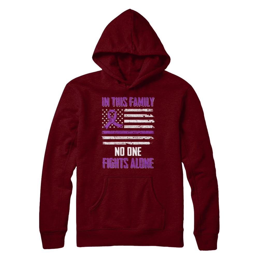 In This Family No One Fights Alone Pancreatic Cancer-T-Shirt & Hoodie-Pullover Hoodie-Maroon