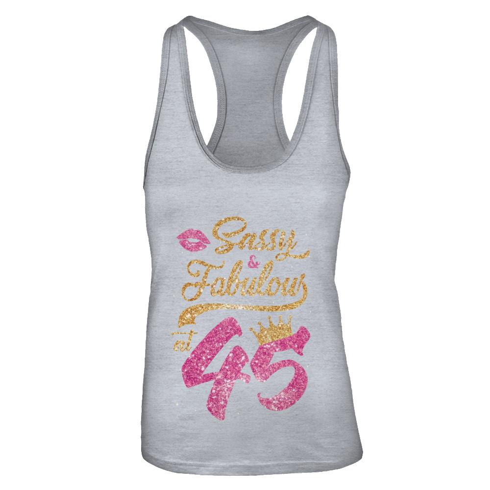 Sassy And Fabulous At 45th 1976 Birthday Gift-T-Shirt & Tank Top-Women's Ideal Racerback Tank-Heather Grey