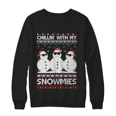 Chillin With My Snowmies Ugly Christmas Sweater-T-Shirt & Sweatshirt-Crewneck Sweatshirt-Black