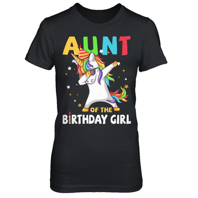 AUNT Of The Birthday Girl Dabbing Unicorn Party-T-Shirt & Hoodie-Women's T-Shirt-Black