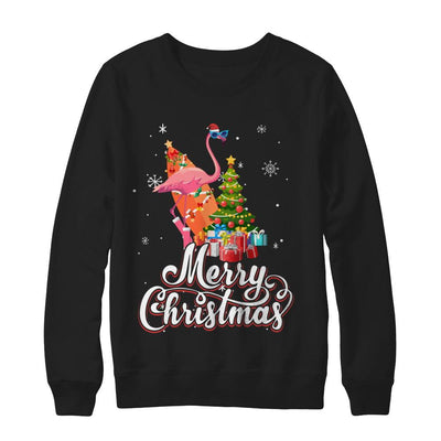 Flamingo Christmas Gift Merry Christmas Flamingo-T-Shirt & Sweatshirt-Crewneck Sweatshirt-Black